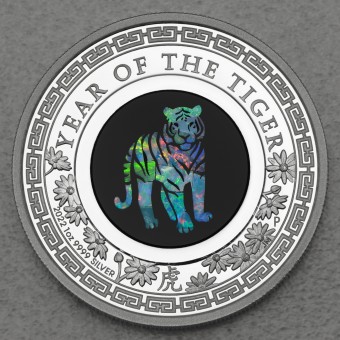Silbermünze 1oz "Tiger" 2022 (PP) Opal Lunar – Year of the Tiger (Australien)