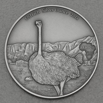 Silbermünze 1oz "Ostrich/Strauß" 2014 (AF) Africa Silver Ounce (Gabun)