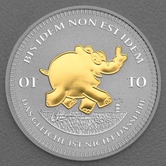 Silbermünze 1oz "Bis Idem Non Est Idem" 2023 (vergoldet) Ottifanten – Ottirand (Tuvalu)