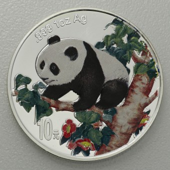 Silbermünze 1oz "Panda" 1998 (PP) (koloriert) (China)
