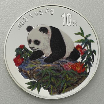 Silbermünze 1oz "Panda" 1999 (PP) (koloriert) (China)