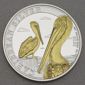 Silbermünze 1oz "Pelican" 2020 (vergoldet) Caribbean Silver (Barbados)