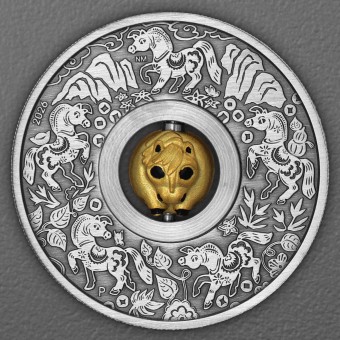 Silbermünze 1oz "Pferd" 2026 (AF) Rotating Charm – Year of the Horse (Tuvalu)
