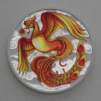 Silbermünze 1oz "Phoenix" 2022 (rot-gold-colorier) Chinese Myths & Legends (Australien)