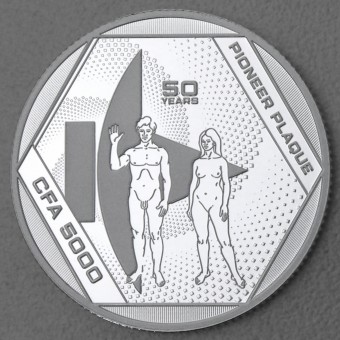 Silbermünze 1oz "Pioneer Plaque" 2022 50 Years Message from Earth (Tschad)