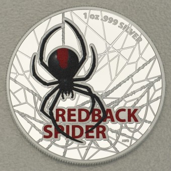 Silbermünze 1oz "Redback Spider 2021" (coloriert) "Australias Most Dangerous" Serie