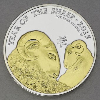 Silbermünze 1oz "Schaf" 2015 (vergoldet) Lunar – Year of the Sheep (Großbritannien)