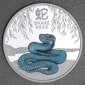 Silbermünze 1oz "Schlange" 2025 (PP/koloriert) Lunar III – Year of the Snake (Australien)