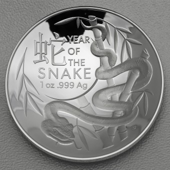 Silbermünze 1oz "Schlange" 2025 (gewölbt) Lunar II (RAM) – Year of the Snake (Australien)