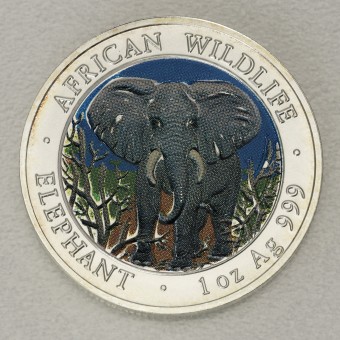 Silbermünze 1oz "Somalia Elefant 2004" coloriert 