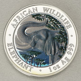 Silbermünze 1oz "Somalia Elefant 2005" coloriert 