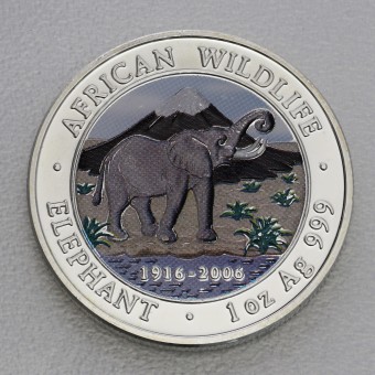 Silbermünze 1oz "Somalia Elefant 2006" coloriert 