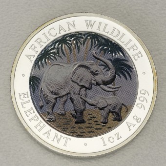 Silbermünze 1oz "Somalia Elefant 2007" coloriert 