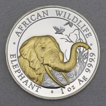 Silbermünze 1oz "Somalia Elefant 2018" gilded 