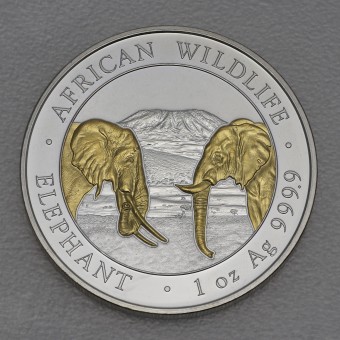 Silbermünze 1oz "Somalia Elefant 2020" gilded 