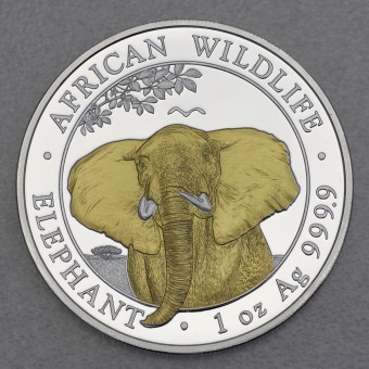 Silbermünze 1oz "Somalia Elefant 2021" gilded 