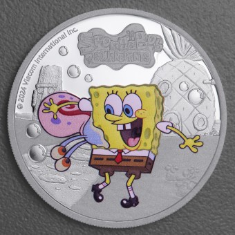 Silbermünze 1oz "SpongeBob & Gary" 2024 (PP/koloriert) Spongebob Schwammkopf (Tuvalu)