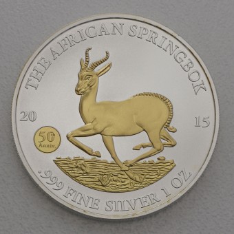 Silbermünze 1oz "Springbock" 2015 (vergoldet) (Gabun)