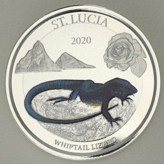 Silbermünze 1oz "Whiptail Lizard" 2020 (koloriert) Eastern Caribbean 8 (St. Lucia)