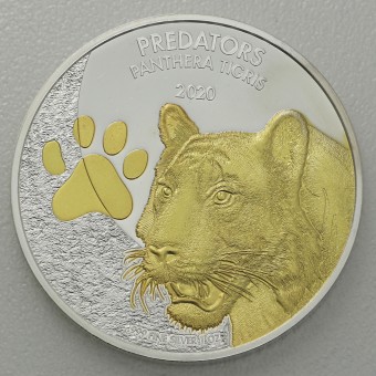 Silbermünze 1oz "Tiger" 2020 (vergoldet) Predators (Kongo)