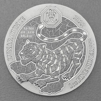 Silbermünze 1oz "Tiger" 2022 Lunar Ounce 19% (Ruanda)
