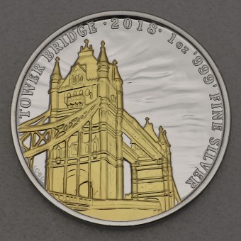 Silbermünze 1oz "Tower Bridge" 2018 (vergoldet) Landmarks of Britain (Großbritannien)