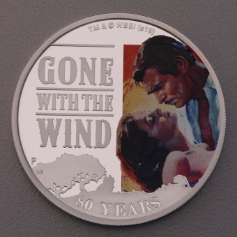 Silbermünze 1oz "Vom Winde verweht" 2019 (PP/kol.) 80. Jahrestag (Tuvalu)