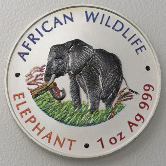 Silbermünze 1oz "Zambia Elefant" 2000 (koloriert) African Wildlife (Sambia)