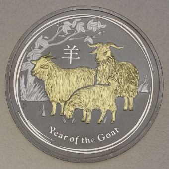 Silbermünze 1oz "Ziege" 2015 (vergoldet) Lunar II – Year of the Goat (Australien)