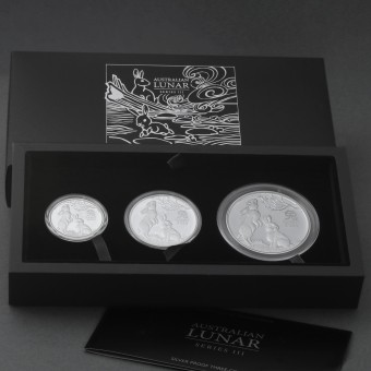 Silbermünze 2oz + 1oz + 1/2oz "Hase" 2023 (PP) Set – 3-teilig Lunar III (Australien)