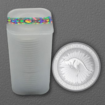 Silbermünze 25 x 1oz "Känguru" aktueller Jahrgang Tube 19% (Australien)