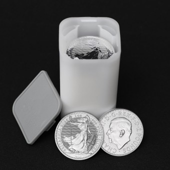 Silbermünze 25 x 1oz "Britannia" 2024 Tube diff. (Großbritannien)