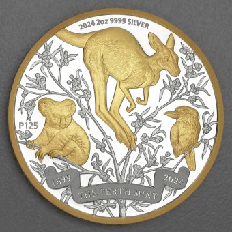 Silbermünze 2oz "125th Anniversary" 2024 (PP/vergoldet) The Perth Mint (Australien)