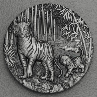 Silbermünze 2oz "2022 Tiger" Lunar III (Antiqued) 