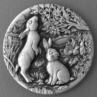 Silbermünze 2oz "Hase" 2023 (AF) Lunar III – Year of the Rabbit (Australien)