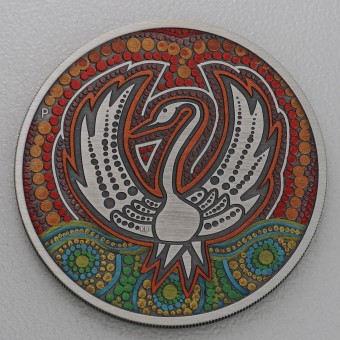Silbermünze 2oz "Black Swan Maali" 2022 (Antique) Antique Finish koloriert