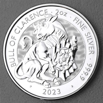 Silbermünze 2oz "Bull of Clarence" 2023 Royal Tudor Beasts (Großbritannien)