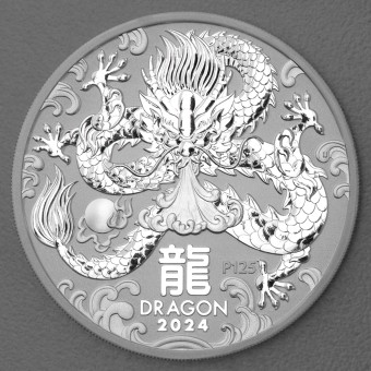 Silbermünze 2oz "Drache 2024" Lunar III Year of the Dragon