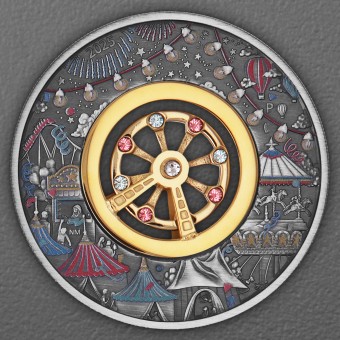 Silbermünze 2oz "Ferris Wheel" 2025 (AF/koloriert/vergoldet) (Tuvalu)