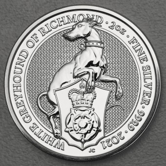 Silbermünze 2oz "White Greyhound of Richmond" 2021 The Queen's Beasts (Großbritannien)