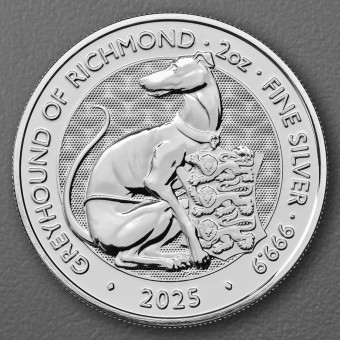 Silbermünze 2oz "Greyhound of Richmond" 2025 Royal Tudor Beasts (Großbritannien)