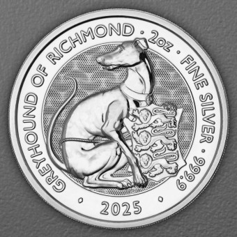 Silbermünze 2oz "Greyhound of Richmond" 2025 Royal Tudor Beasts (Großbritannien)