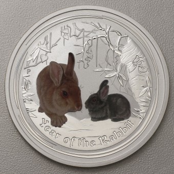 Silbermünze 2oz "Hase" 2011 (koloriert) Lunar II – Year of the Rabbit 19% (Australien)