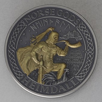 Silbermünze 2oz "Heimdall - Norse Gods 2022" High Relief - Antique Finish - Gilded