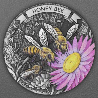 Silbermünze 2oz "Honey Bee" 2025 (AF/koloriert) diff. (Australien)