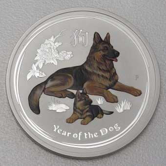 Silbermünze 2oz "Hund" 2018 (koloriert) Lunar II – Year of the Dog (Australien)