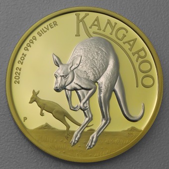 Silbermünze 2oz "Känguru 2022" gilded Silver Reverse