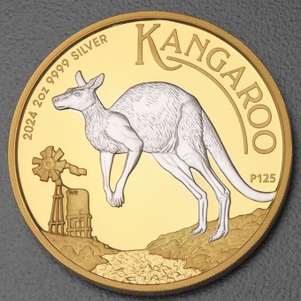Silbermünze 2oz "Känguru" 2024 (PP/vergoldet) (Australien)