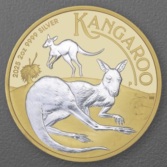 Silbermünze 2oz "Känguru" 2025 (PP/vergoldet) (Australien)