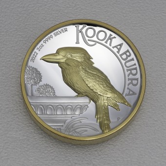 Silbermünze 2oz "Kookaburra - 2022" gilded (PP/HR) 